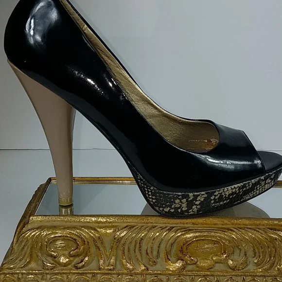 Madden Girl, black, taupe and reptile platforms - Picture 6 of 14